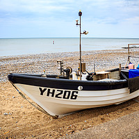 Buy canvas prints of Boat at Hunstanton beach by Sarah Fisher