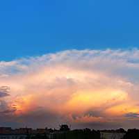 Buy canvas prints of Panorama of huge storm clouds over the city by Paweł Radomski