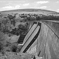 Buy canvas prints of Meldon reservoir dam in monochrome by Kevin White