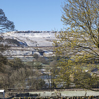 Buy canvas prints of Frosty morning hills view from Hawes camping site by Kevin White