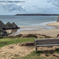 Buy canvas prints of Gower Three Cliffs Bay by Kevin White