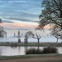 Buy canvas prints of Misty over pond by Kevin White