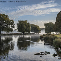Buy canvas prints of Bushy Park misty pond in November by Kevin White