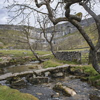Buy canvas prints of Malham Cove stream by Kevin White
