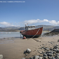 Buy canvas prints of Old fishing boat Barmouth tide out by Kevin White