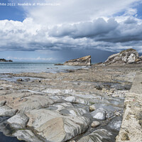 Buy canvas prints of Storm clouds over Coombe Martin bay by Kevin White