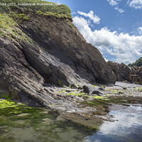 Buy canvas prints of Exotic rock pools at Coombe Martin by Kevin White