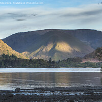 Buy canvas prints of Ullswater evening sun and shadows on the mountains by Kevin White