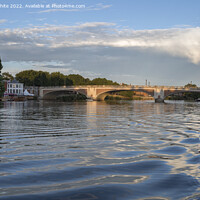 Buy canvas prints of Sun going down at Hampton Court bridge by Kevin White