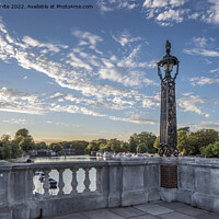 Buy canvas prints of View of sunset from Hampton Court Bridge by Kevin White