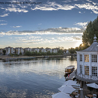 Buy canvas prints of Hampton Court river view at sunset by Kevin White