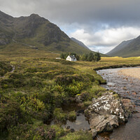 Buy canvas prints of Lagangarbh little white house in Glencoe by Kevin White