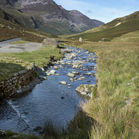 Buy canvas prints of Honister Pass gentle stream by Kevin White