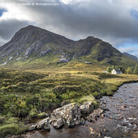 Buy canvas prints of Gentle stream beside a beautiful little white hut by Kevin White