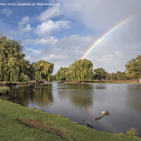Buy canvas prints of Rainbow over ponds by Kevin White