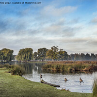Buy canvas prints of Surrey pond close to carpark by Kevin White