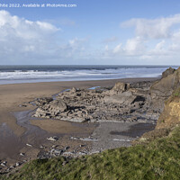 Buy canvas prints of Sandymouth coastline in November by Kevin White