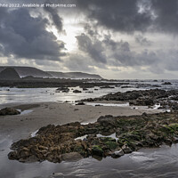 Buy canvas prints of Stormy weather at Widemouth Bay by Kevin White