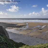 Buy canvas prints of Low sunshine over Sandymouth beach by Kevin White