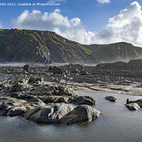 Buy canvas prints of Bright November day at Sandymouth Bay Cornwall by Kevin White