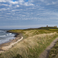Buy canvas prints of Evening stroll along path at Embleton beach by Kevin White