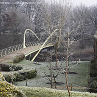 Buy canvas prints of Painshill Park bridge across river past the walled garden by Kevin White