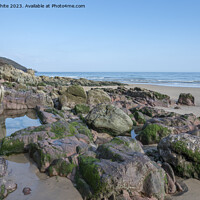 Buy canvas prints of Freshwater East natural rock formations by Kevin White