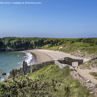 Buy canvas prints of View down to Barfundle Bay Pembrokeshire by Kevin White