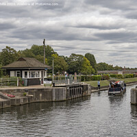 Buy canvas prints of Molesey Lock near Hampton Court Bridge by Kevin White
