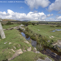 Buy canvas prints of Small stream with stone cross called Windy Post by Kevin White