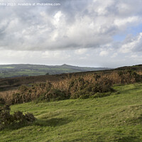 Buy canvas prints of View towards Brentor on the horizon from Pork Hill carpark on Da by Kevin White