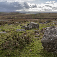 Buy canvas prints of Rugged desolate Dartmoor with single road in background by Kevin White