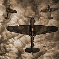 Buy canvas prints of Hawker Hurricane in sepia by Kevin White