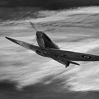 Buy canvas prints of RAF Spitfire monochrome by Kevin White