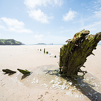 Buy canvas prints of Helvetia wreck on Rhossili Bay by Kevin White