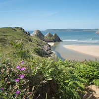 Buy canvas prints of Three Cliffs Bay by Kevin White