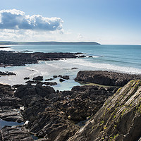 Buy canvas prints of Devon rocky coastline by Kevin White