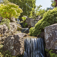 Buy canvas prints of English garden waterfall by Kevin White