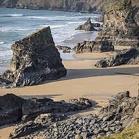 Buy canvas prints of Cornwall Carnewas bay by Kevin White