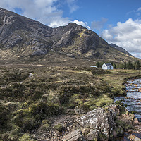 Buy canvas prints of Glencoe Pass isolated cottage by Kevin White