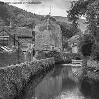 Buy canvas prints of Castleton village in black and white by Kevin White