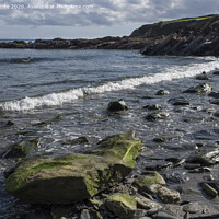 Buy canvas prints of Rocky beach near St Mawes Cornwall by Kevin White