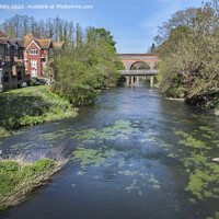Buy canvas prints of Leatherhead bridge and river by Kevin White