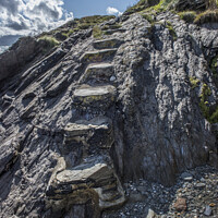 Buy canvas prints of stone steps to St Mawes beach by Kevin White