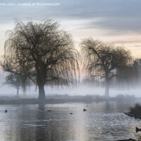 Buy canvas prints of Mist over pond by Kevin White