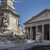 Buy canvas prints of Water fountain in front of the Pantheon by Kevin White
