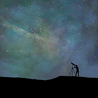 Buy canvas prints of Viewing the vast night sky. by Peter Hatter
