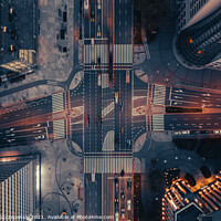 Buy canvas prints of Aerial top down view of crossroad by Łukasz Szczepański