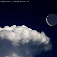 Buy canvas prints of Fantasy night landscape, waning crescent moon by Łukasz Szczepański