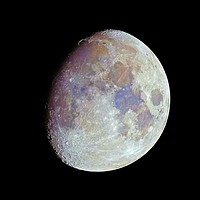 Buy canvas prints of Waxing gibbous color Moon on black sky by Łukasz Szczepański